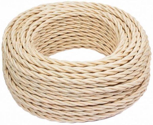 Ретро провод витой Bironi 2х1,5мм песочное золото матовый (50м) картинка